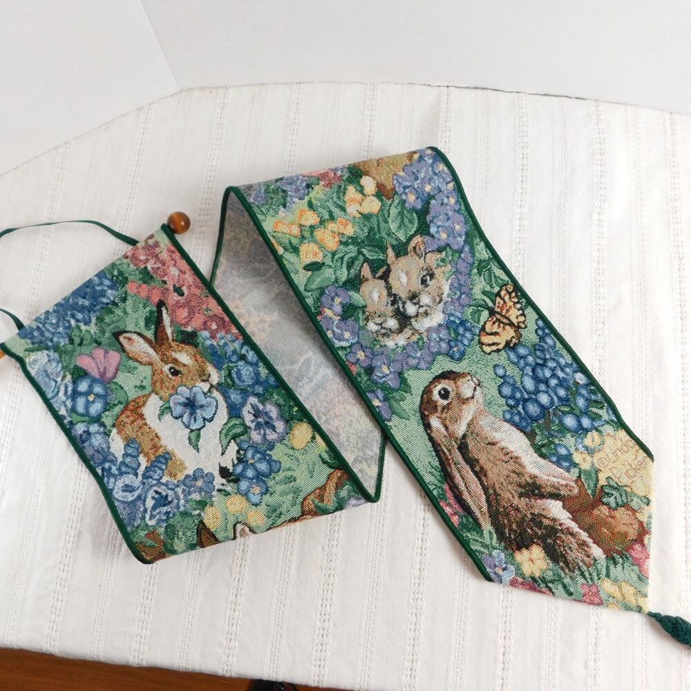 Linda Picken Spring Bunnies Rabbits Tapestry Wall Hanging USA Easter Spring 40"